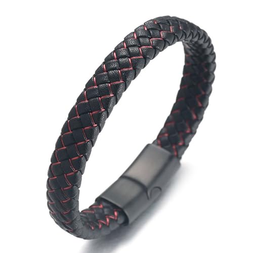Halukakah ● Solo ● Herren-Armband Handgefertigt | Echtleder Schwarz | Magnetverschluss Edelstahl | Rot Schnur | KOSTENLOS Geschenkbox| 21.5cm Halukakah ● Solo ● Herren-Armband Handgefertigt | Echtleder Schwarz | Magnetverschluss Edelstahl | Rot Schnur | KOSTENLOS Geschenkbox| 21.5cm von Halukakah