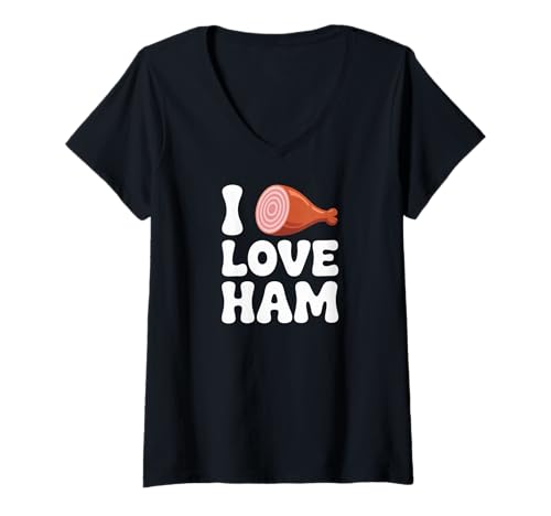 Damen Ich Liebe Schinkenliebhaber, Spaß für Fleischliebhaber T-Shirt mit V-Ausschnitt Damen Ich Liebe Schinkenliebhaber, Spaß für Fleischliebhaber T-Shirt mit V-Ausschnitt von Ham Enthusiast Meat Lovers Delight