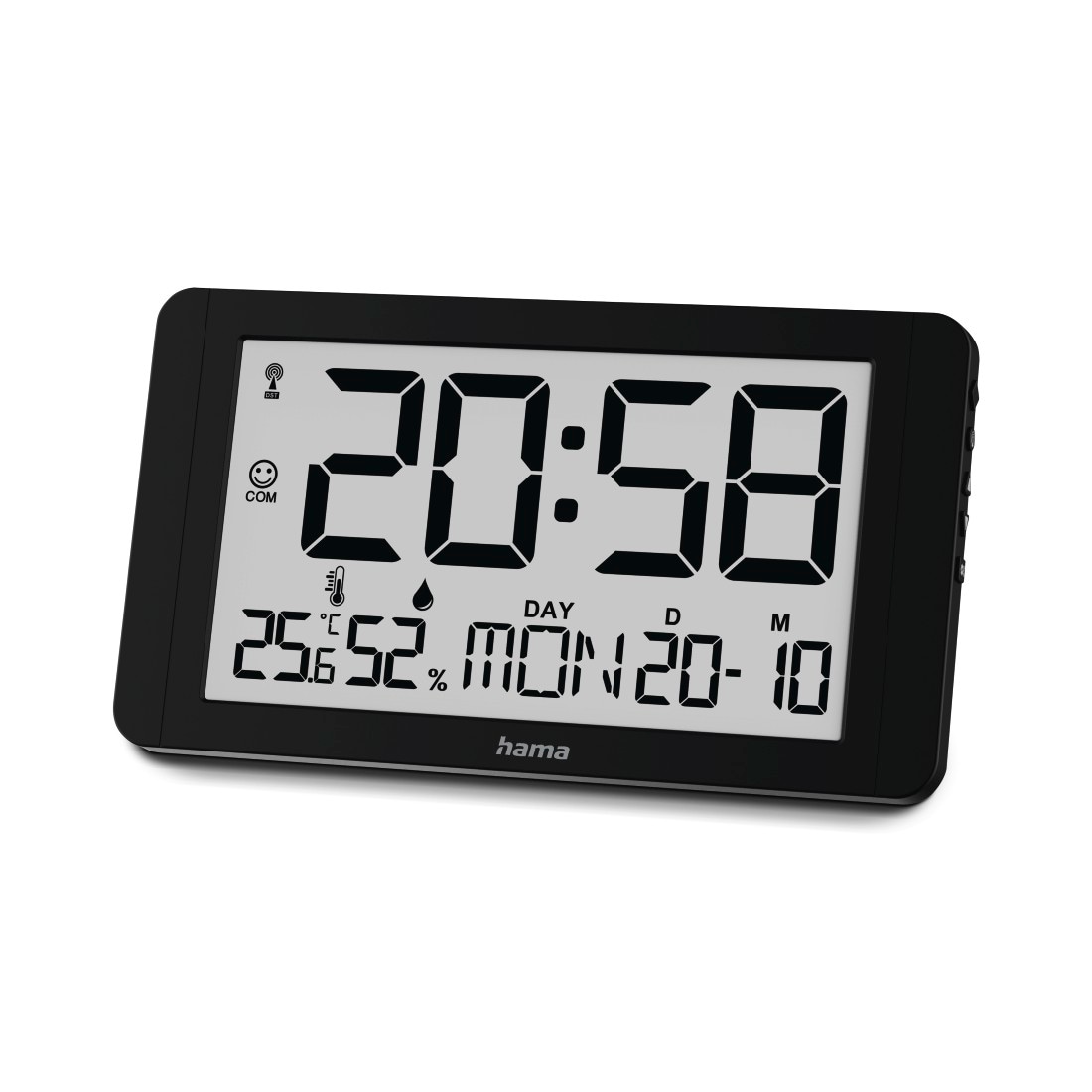 Hama Funkwanduhr "Digitale Funkuhr "Kuba", Schwarz" mit Thermo- und Hygrometer von Hama