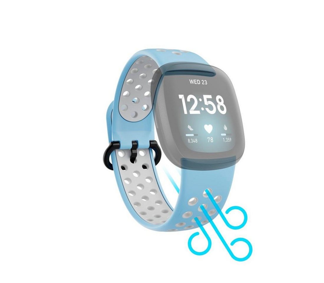 Hama Smartwatch-Armband Ersatzarmband für Fitbit Versa 3/4/Sense (2), Silikon, 22 cm/21 cm von Hama