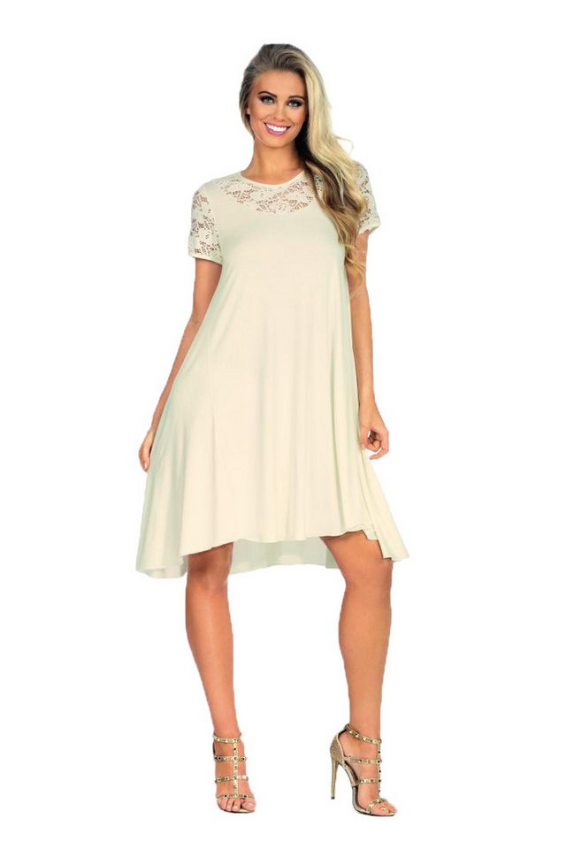 Hamana Negligé Beiges Frauen Plus Size Nachtkleid aus dehnbarem Material und Spitze w von Hamana