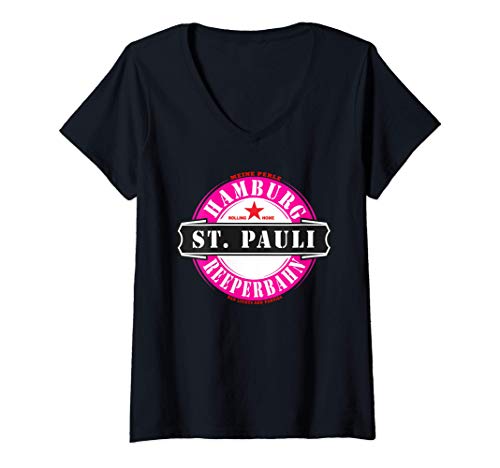 Damen Hamburg St. Pauli Reeperbahn Junggesellenabschied Party T-Shirt mit V-Ausschnitt Damen Hamburg St. Pauli Reeperbahn Junggesellenabschied Party T-Shirt mit V-Ausschnitt von Hamburg St. Pauli Reeperbahn Hafen Party Outfit