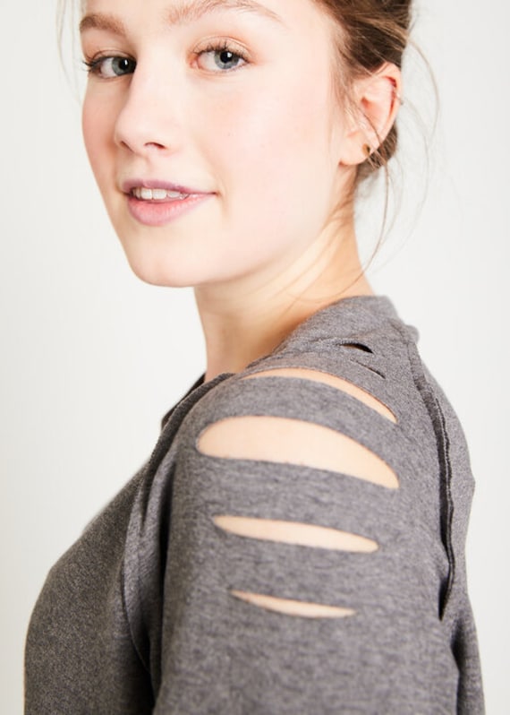Cut Pullover Damen Grau Beebee von HamburgBeeBee