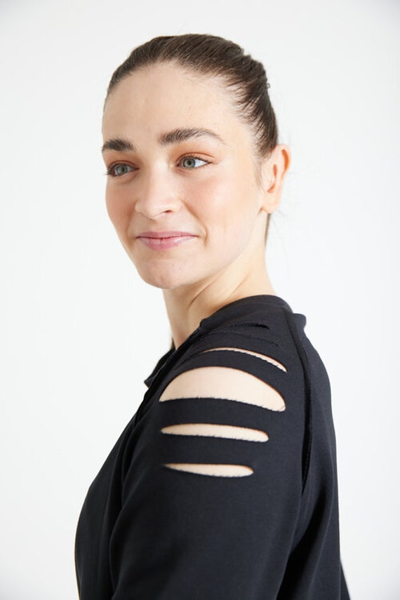 Cut Pullover Damen Schwarz Beebee von HamburgBeeBee