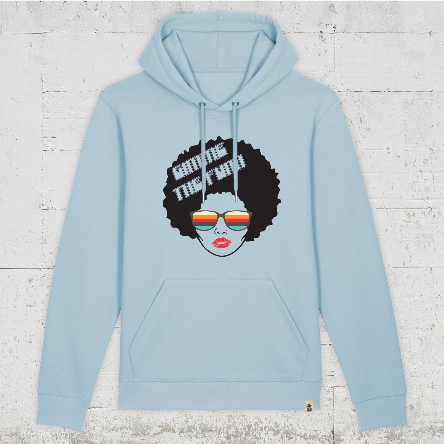 Mrs Funk | Bio Hoodie Unisex - Organic. Recycelt. Vegan. Fair.afro Head Hoodie, Gimme The Funk, Rainbow Sunglasses, Red Lips Mrs Funk | Bio Hoodie Unisex - Organic. Recycelt. Vegan. Fair.afro Head Hoodie, Gimme The Funk, Rainbow Sunglasses, Red Lips von HamburgLaPlaya