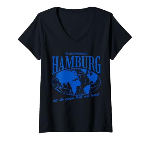 Damen Hamburg Heimat Fußball Stolz T-Shirt mit V-Ausschnitt Damen Hamburg Heimat Fußball Stolz T-Shirt mit V-Ausschnitt von Hamburger Fan Tradition Fans Geschenkidee