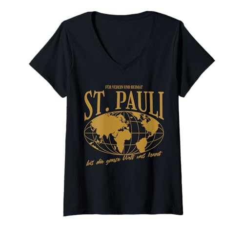 Damen St. Pauli Heimat Fußball Stolz T-Shirt mit V-Ausschnitt Damen St. Pauli Heimat Fußball Stolz T-Shirt mit V-Ausschnitt von Hamburger Fan Tradition Fans Geschenkidee