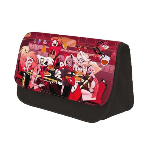 Anime Hazbin Hotel Federmäppchen Alastor/Angel Dust/Vaggie/Sir Pentious/Adam/Lucifer/Charlie Anime-bedrucktes großes Fassungsvermögen, Federmäppchen, Polyester, doppellagig, Bleistifttasche für von Hamender