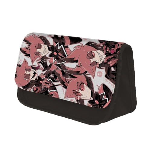 Anime Hazbin Hotel Federmäppchen Alastor/Angel Dust/Vaggie/Sir Pentious/Adam/Lucifer/Charlie Anime-bedrucktes großes Fassungsvermögen, Federmäppchen, Polyester, doppellagig, Bleistifttasche für von Hamender