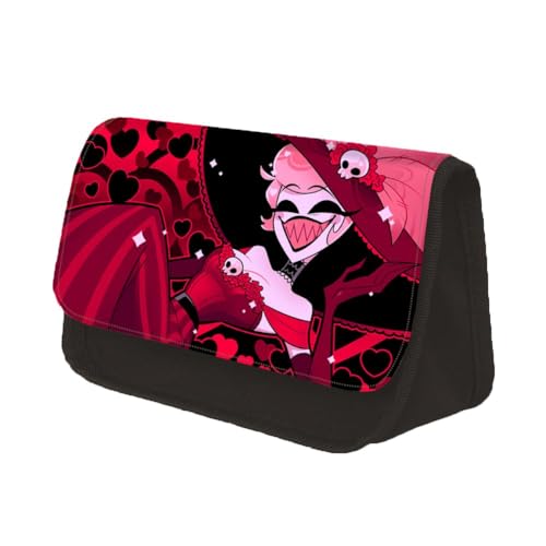 Anime Hazbin Hotel Federmäppchen Alastor/Angel Dust/Vaggie/Sir Pentious/Adam/Lucifer/Charlie Anime-bedrucktes großes Fassungsvermögen, Federmäppchen, Polyester, doppellagig, Bleistifttasche für von Hamender