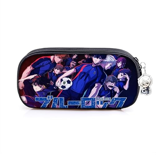 Hamender Blue Lock Anime Federmäppchen mit Schlüsselanhänger Isagi Yoich Doppelreißverschluss Große Kapazität Mäppchen Stiftemäppchen für Jungen und Mädchen (Type 4, 20x10x5cm) von Hamender