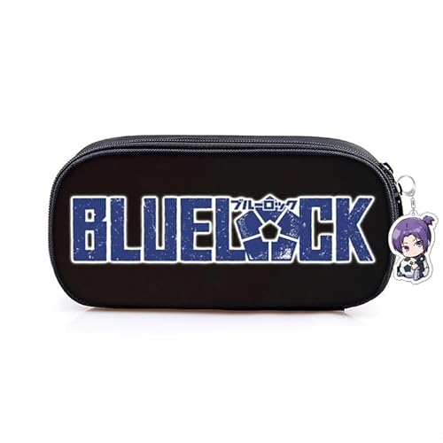 Hamender Blue Lock Anime Federmäppchen mit Schlüsselanhänger Isagi Yoich Doppelreißverschluss Große Kapazität Mäppchen Stiftemäppchen für Jungen und Mädchen (Type 7, 20x10x5cm) von Hamender