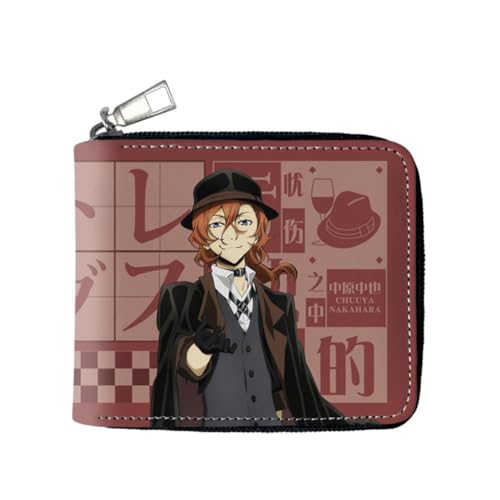 Hamender Bungo Stray Dogs Anime Brieftasche Kinder Geldbörse Faltbare Leder Portemonnaie Jungen und Mädchen Cartoon Brieftaschen Geschenk für Anime Fans (Type 3) von Hamender