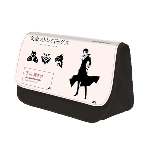 Hamender Bungo Stray Dogs Anime Federmäppchen mit Schlüsselanhänger Große Kapazität Mäppchen Doppelreißverschluss Reißverschluss Stifttasche für Jungen und Mädchen (Type 7, 22x13x7.5cm) von Hamender