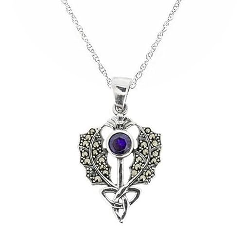 Hamilton & Young Scottish Thistle - Schottische Distel Kette aus Sterlingsilber mit Kristall - Handgefertigt in Schottland von Hamilton & Young