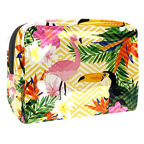 Kosmetiktasche Flamingo-Tukane Kulturbeutel wasserdicht Waschtasche Kulturtasche tragbar Make-up Tasche Für Frauen und Mädchen 18.5x7.5x13cm von Haminaya