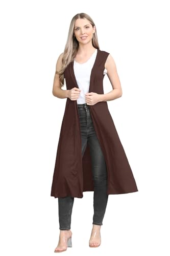 Hamishkane® Damen-Strickjacken – elegant und bequem, ärmellos, offener Kragen, Maxi-Boyfriend-Strickjacken für Damen, ideal für den Sommer, braun, 34-36 Hamishkane® Damen-Strickjacken – elegant und bequem, ärmellos, offener Kragen, Maxi-Boyfriend-Strickjacken für Damen, ideal für den Sommer, braun, 34-36 von Hamishkane