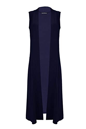 Damen Maxi-Cardigan, ärmellos, offener Kragen, Boyfriend-Länge, navy, 42-44 von Hamishkane