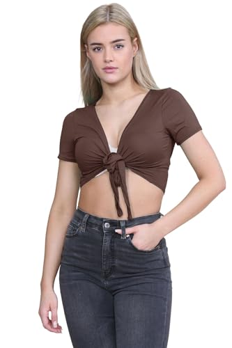 Hamishkane® Kurzarm Bolero Damen Krawattenknoten Vorne Weich UND Atmungsaktiv Kurze Strickjacke Damen Sommer Schlichter Bolero Für Abendkleider von Hamishkane