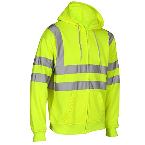 Hamishkane® Hi Vis Reflektierende Jacke Herren Sweatshirt Jacke Herren, Polyester-Elastan Arbeitsjacke Herren, Bauwesen Hoodie, Fleece Arbeitspullover von Hamishkane