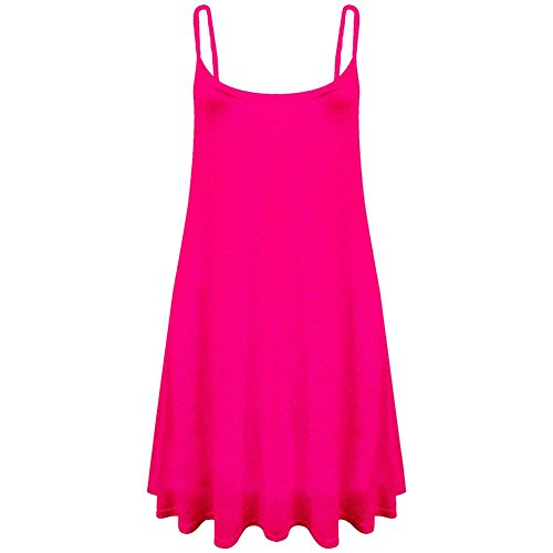 Hamishkane Damen Ärmelloses, einfarbiges ausgestelltes Camisole Langes Cami Swing Kleid Sommer Weste Top, neon pink, 38-40 von Hamishkane