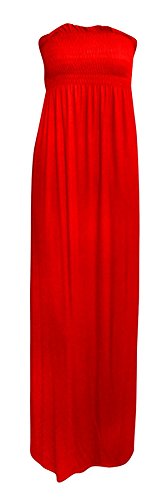 Hamishkane Damen Bandeau-Boobtube trägerlos durchscheinend Sommer Maxi lang Kleid Top, rot, 50-52 von Hamishkane
