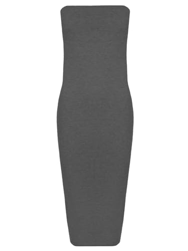 Hamishkane Damen Bandeau-Kleid, trägerlos, Stretch, lang, figurbetont, Midi-Kleid, anthrazit, 40-42 von Hamishkane