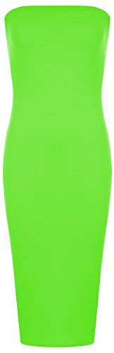 Hamishkane Damen Bandeau-Kleid, trägerlos, Stretch, lang, figurbetont, Midi-Kleid, neon green, 34-36 von Hamishkane