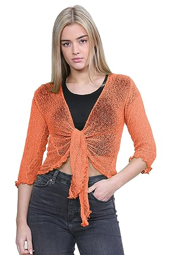 Hamishkane Damen-Bolero, 3/4-Ärmel, Doppel-Feinstrick Gr. 38-40, Orange von Hamishkane