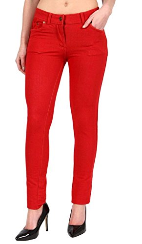 Hamishkane Damen-Jeggings, schmale Passform, dehnbar, Reißverschluss, Jeans-Hose, rot, 40 von Hamishkane