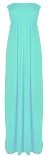 Hamishkane Damen Maxi-Kleid, einfarbig, trägerlos, durchsichtig, lang, mint, 34-36 von Hamishkane