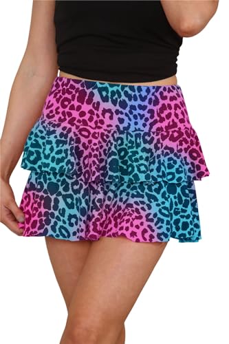 Hamishkane Damen Rara Rock Zebra Leopard Gedruckt Rüschen Lagenrock Party Dance Club Wear Minirock, Multi Leopard, 38-40 von Hamishkane