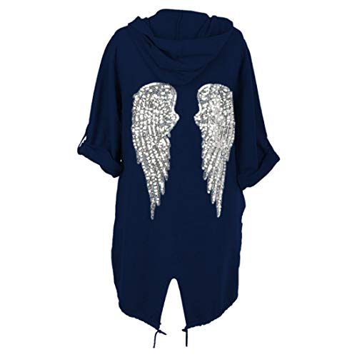 Hamishkane Damen Sequin Engel Flügel Zurück Baggy Übergroß Kapuzenpullover Sweatshirt Strickjacke Jacke von Hamishkane