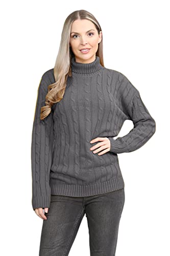 Hamishkane Damen Strickpullover mit hohem Halsausschnitt, lange Ärmel, Winterpullover, lässiger Pullover, anthrazit, 38-40 von Hamishkane