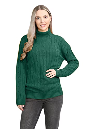 Hamishkane Damen Strickpullover mit hohem Halsausschnitt, lange Ärmel, Winterpullover, lässiger Pullover, flaschengrün, 42/44/Große Größen von Hamishkane