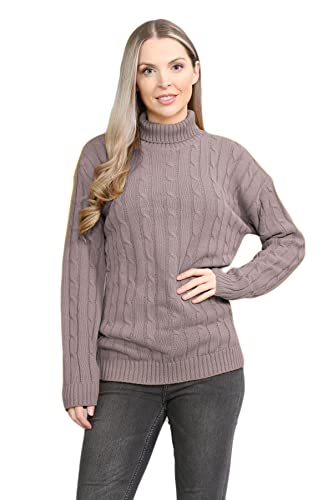 Hamishkane Damen Strickpullover mit hohem Halsausschnitt, lange Ärmel, Winterpullover, lässiger Pullover, mokka, 42/44/Große Größen von Hamishkane