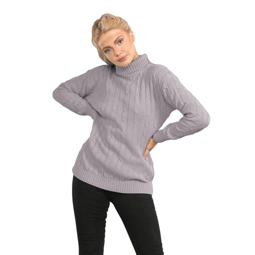 Hamishkane Damen Strickpullover mit hohem Halsausschnitt, lange Ärmel, Winterpullover, lässiger Pullover, mokka, 42/44/Große Größen von Hamishkane