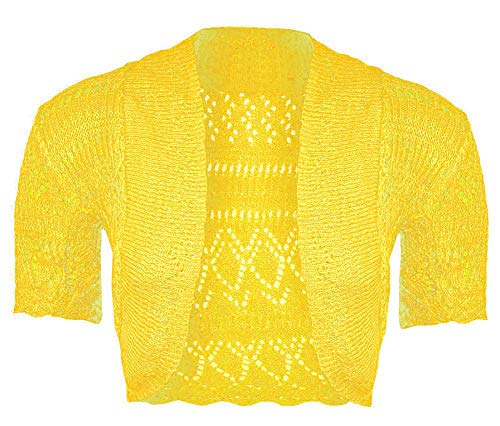 Hamishkane Frauen Crochet Gestrickt Bolero Achselzucken Kurz Ärmel Offen Front Cropped Strickjacke Oben von Hamishkane