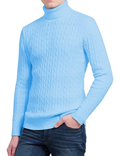 Hamishkane Herren Rollkragenpullover Langarm Zopfmuster Warm Casual Winter Sweater, himmelblau, XS von Hamishkane