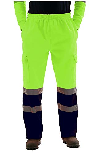 Hamishkane® Herren-Arbeitshose, hohe Sichtbarkeit, legere Arbeitshose, Jogginghose mit Seitentaschen, Hi-Vis Fleece-Hose für Herren, Arbeitskleidung, hohe Sichtbarkeit, elastische Taille, von Hamishkane