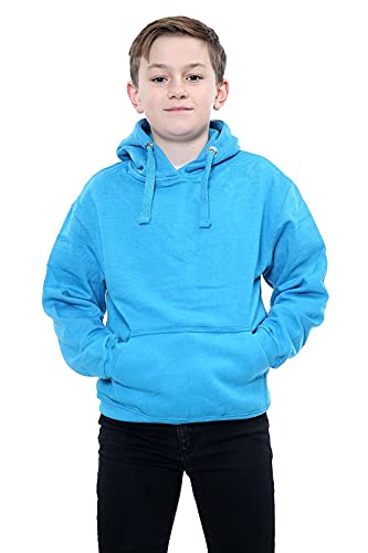 Hamishkane Mädchen Jungen Fleece Pullover Hoodie Kinder Einfarbig Kapuzen-Sweatshirt Unisex Kapuzenpullover Pullover Top, türkis, 146 von Hamishkane