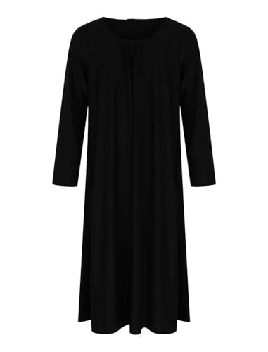 Hamishkane Mädchen Langarm Maxikleid Kinder Schule Einfarbig Abaya Urlaub Islamisches Top Jilbab Burkha, Schwarz , 9-10 Jahre von Hamishkane