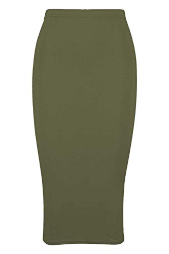 Hamishkane Maxi-Rock für Damen, einfarbig, Stretch, figurbetont, Jersey, Sommer, langer Midirock Gr. 38-40, khaki von Hamishkane