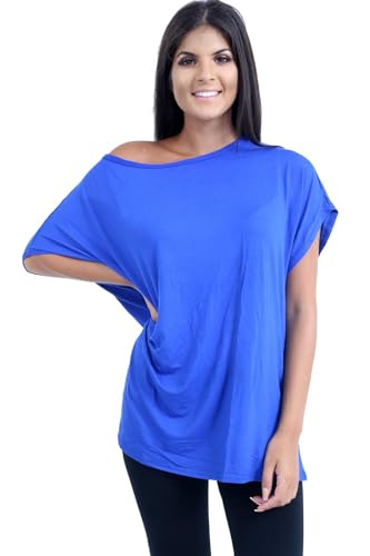 Hamishkane Neu Damen Batwing Ärmel Ebene aus Das Schulter Bardot Übergröße T-Shirt Mini Top von Hamishkane