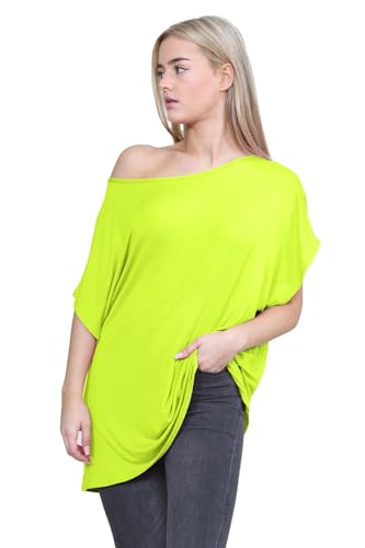 Hamishkane Neu Damen Batwing Ärmel Ebene aus Das Schulter Bardot Übergröße T-Shirt Mini Top von Hamishkane