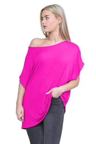 Hamishkane Neu Damen Batwing Ärmel Ebene aus Das Schulter Bardot Übergröße T-Shirt Mini Top Hamishkane Neu Damen Batwing Ärmel Ebene aus Das Schulter Bardot Übergröße T-Shirt Mini Top von Hamishkane