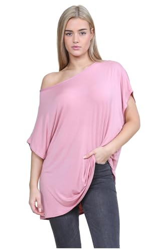 Hamishkane Neu Damen Batwing Ärmel Ebene aus Das Schulter Bardot Übergröße T-Shirt Mini Top von Hamishkane