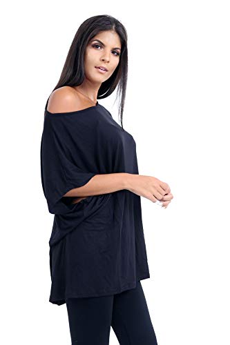 Hamishkane Neu Damen Batwing Ärmel Ebene aus Das Schulter Bardot Übergröße T-Shirt Mini Top von Hamishkane