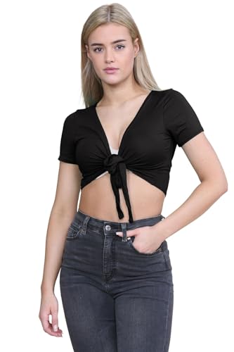 Hamishkane® Kurzarm Bolero Damen Krawattenknoten Vorne Weich UND Atmungsaktiv Kurze Strickjacke Damen Sommer Schlichter Bolero Für Abendkleider von Hamishkane