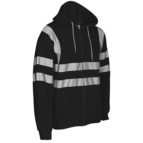 Hamishkane® Heren High Vis Kapuzenpullover, Zip Hoodie Herren Mit Taschen, Lange äRmel Reflektierende Jacke, Fleece Arbeitsjacke Herren Baustellen von Hamishkane